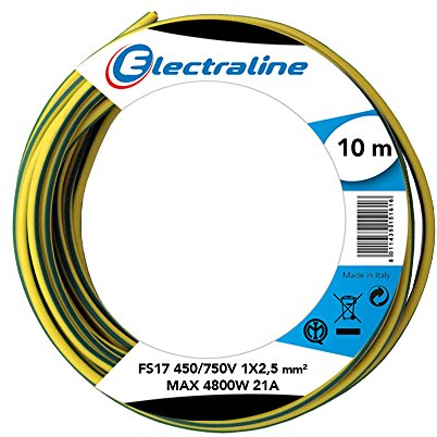 Electraline 13171 Aderleitung FS17, Querschnitt 1 x 2,5 mm², gelb/grün, 10 m