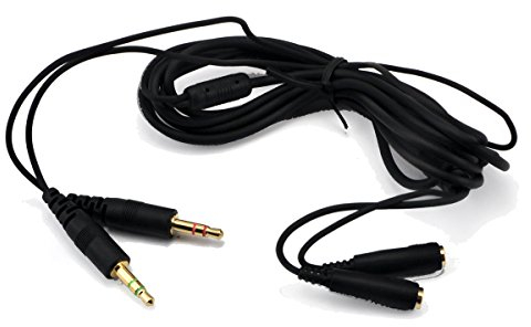 Ougual 2 Plugs-2 Jacks Microfono Cavo prolunga audio Cavo da 3,5 mm per cuffie da gioco per computer Cuffie 150cm Nero