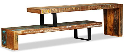 mewmewcat Meuble TV Soutien de la télévision Écran Riser en Bois de Récupération Massif 115 x 30 x 40 cm (L x l x H)