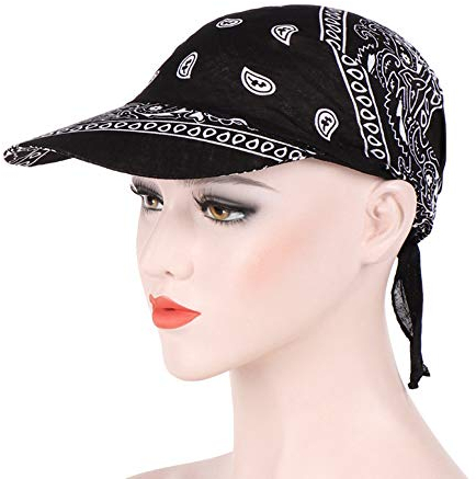 RUIXIB Damen Kopftuch Schal Cap Mützen für Haarausfall mit Schirm Bandana Cap Sommer Faltender Retro Stil Sonne-Hut Visier Kappe Anti-UV für Golf Tennis Baseball Hut