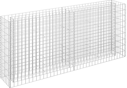 vidaXL Gabion Raised Bed Galvanised Steel Raised Bed Fencing Wire Patio Flower Plant Bed Stone Wire Garden Outdoor Landscape Gabion Pot 180x30x90cm