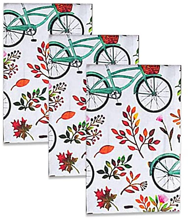 Cotton Carnival Küchentücher, Bedruckte Geschirrtücher, Geschirrtücher Aus 100% Ringgesponnener Baumwolle, Super Saugfähige Geschirrtücher |Fahrrad|Küchentücher 3Er Set