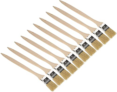 KOTARBAU® Juego de 10 brochas Planas para radiador con Mango de Madera, 36 mm, Pincel en Forma Curva, acodada, Mango Plano y Alargado para Superficies de difícil Acceso, Brocha para radiadores, 10u