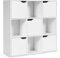 GIANTEX Bücherschrank mit 9 Fächern, Bücherschrank Würfelregal mit 5 Türen, Holz Standregal Büroregal freistehend, Aufbewahrungsregal Aktenregal Ordnerregal für Bücher, 90x29x90 cm (weiß)