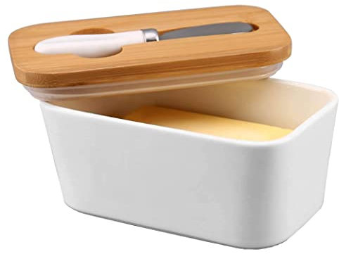 Xabono Beurrier avec couvercle et couteau, décoration de cuisine parfaite, cadeau de cuisine idéal pour les familles, récipient à beurre avec couteau, réfrigérateur, micro-ondes et lave-vaisselle