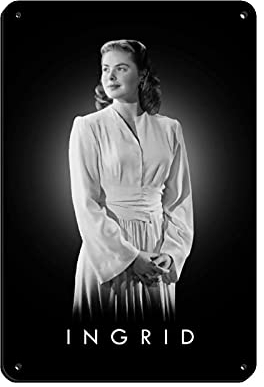 Ingrid Bergman 20th Century Actress Art 1 Tin Sign Vintage Metal Pub Club Cafe Bar Home Wall Art Decoration Poster Retro 8x12inch(20x30cm)