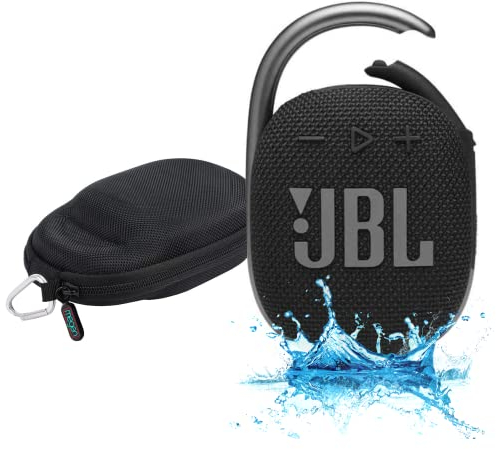 JBL Clip 4 Waterproof Portable Bluetooth Speaker with Megen Case (Black)
