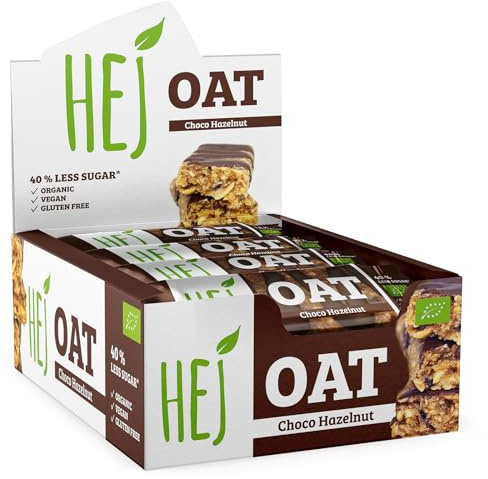 HEJ Oat Vollkorn-Hafer-Riegel - Bio-Müsliriegel mit Haselnuss, Schokolade & Nussmus - Veganer Snack - Energieriegel - Glutenfrei - Choco Hazelnut 12 x 45 g