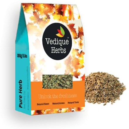 VEDIQUE HERBS Dill Seeds (Anethum graveolens) - 250g (8.8oz) | Raw, Crude, Dried | Whole Seeds