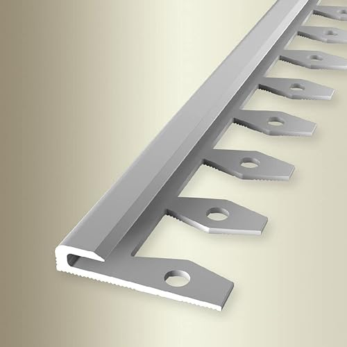 PROVISTON | Einfassprofil | Breite: 30 mm | Höhe: 3 mm | Länge: 2500 mm | Aluminium eloxiert | Biegbares Profil | Glatt | Silber | Offen Gestanzt