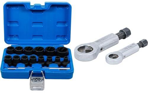BGS 5269 | Spiral-Profil-Steckschlüssel-Satz/Schraubenausdreher & 1812 | Mutternsprenger-Satz | 2-tlg. | 12-16 mm / 16-22 mm | mechanisch aus Kohlenstoffstahl