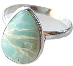 Larimar Ring, Geschenk für sie, Statement-Ring, Schmuck, blauer Steinring, natürlicher Edelsteinring (Größe 5,75 USA) SC-5861, Edelstein, Larimar, Silber, Larimar