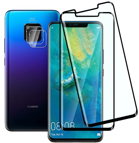 FWang [2+2 Stück] Temperglas Schutzfolie für Huawei mate 20 Pro und Kamera Schutzfolie,3D-Volle Bedeckung,9H Härte,kratzfest,blasenfrei,HD Displayschutz