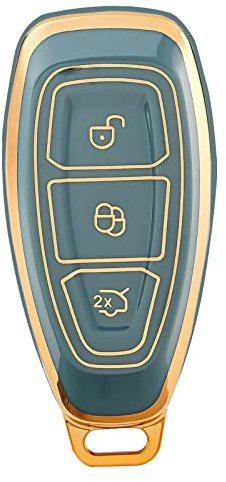 OFFCURVE Etui a Cle Voiture Coque Clé, Étui à Clés TPU Couvre Clef 3 Boutons pour Ford Fiesta Focus Kuga Fusion Mondeo Ecosport Galaxy Explorer Intelligent Edge Ranger B-Max C-Max S-Max
