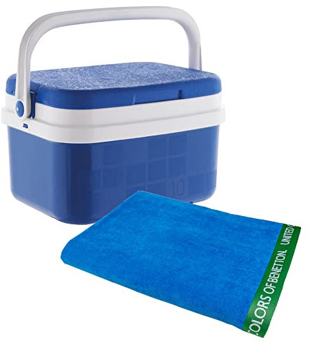 Nevera 10 Litros + Toalla de playa 90x160cm 380gsm velour 100%algodon azul