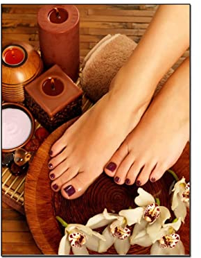 QITEX Leinwand Bilder Hand- und Fußpflege Wand Bilder Spa dekorative Kerzen und Pediküre Bilder Leinwand Bild Wand Bilder Poster für Schlafzimmer Wohnzimmer 50x70cm (Ungerahmt)