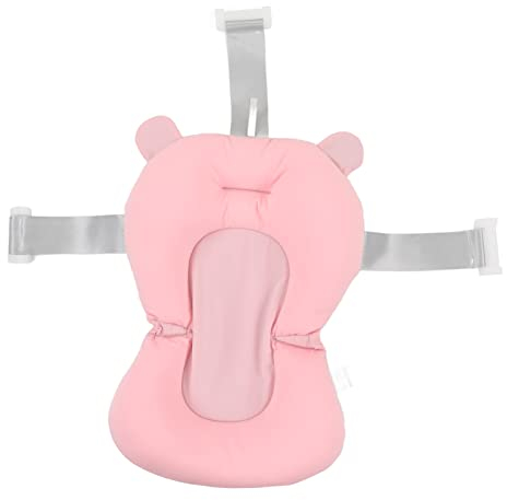 Baby-Badewannen-Sitzkissen, Schwimmender, Sicherer Badewannensitz, Faltbar, Verstellbar, für Neugeborene (Rosa Bär)