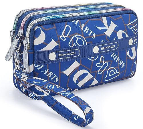 Multifonctions 3 Couches Fermeture à glissière clé Carte téléphone Pochette Monnaie Argent Sac Porte-Monnaie (C)