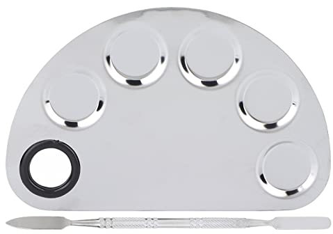 JUOPZKENN Palette per Trucco Cosmetico in Acciaio Inossidabile, Palette per Trucco Cosmetico Professionale, Palette per Miscelazione Crema Colorata per Salone di Bellezza, Palette per Nail Art per Tru