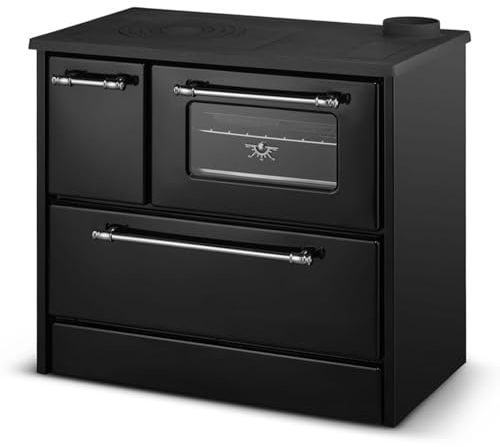 Decor Space Cucina a legna Beatrice 9 kw con forno in acciaio verniciato h 79 cm (Nero)