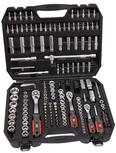 Steckschlüsselsatz 171-teilig Werkzeugkoffer 1/2 3/8 1/4 Ratschen Set Ratschenkasten Nüsse Sechskant Bits