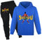 Kids Unisex Football Kit Hooded Long Sleeve and Pants 2pcs Tracksuit Age 3-13 Years (Blue, 7-8 Years)