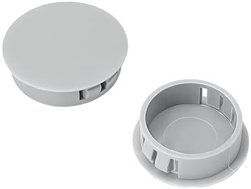 Qrity 20 PCS Plastic Button Plugs, 19mm Round Drill Hole Cover Caps, Snap on Type, Furniture Hole Caps, Grey, for Cabinet Desk Table Chair Cupboard Wardrobe