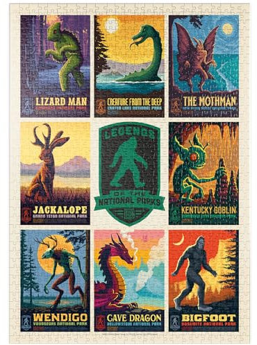 MyPuzzle Legends of The National Parks: Multi-Image Print - Edition 1, Vintage Poster - Premium 1000 Teile Puzzle - MyPuzzle Sonderkollektion von Anderson Design Group