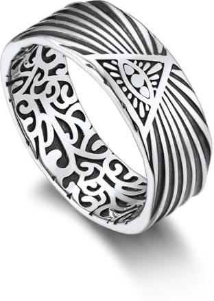 Bandmax Keltischer Knoten Ring Silber Ring Damen 925 Männer Ringe Vintage Ringe Größe 62mm Bandring 5mm breit Silberschmuck Nazar Amulett