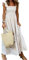 LIEVETY Robe longue d'été rétro à carreaux et col carré pour femme 2024 nouvelle robe maxi à carreaux multiples, blanc, M