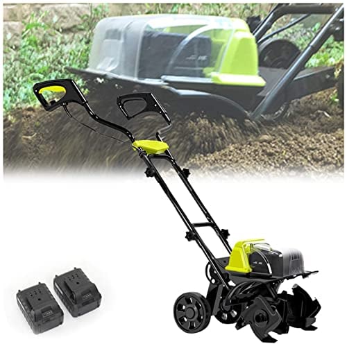 Garden Tiller,Cordless Rotavator,Cordless Garden Tiller Rotavator with Rechargeable Battery and Charger Tillage,Depth 18cm, Cultivated Land Width 36cm, Adjustable Cultivator for th