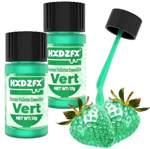 Peinture Paillette Comestible Vert - Liquide Colorant Alimentaire Paillette, Peinture Paillette Alimentaire pour GâTeaux, Biscuits, Bonbons, Boissons, Chocolats - 24g