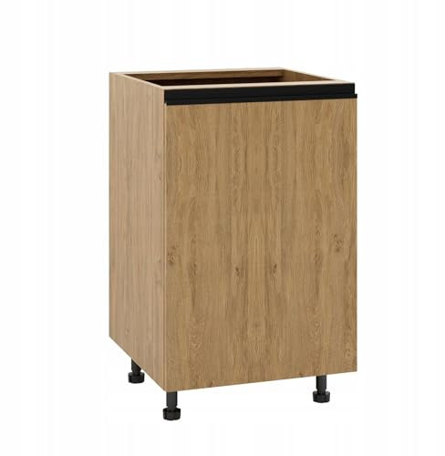 Laclar Küchenschrank Unterschrank 50x50,4x82 cm mit Soft-Close Tür - Front und Korpus: Steineiche - höhenverstellbare Füße - ohne Arbeitsplatte - zur Selbstmontage