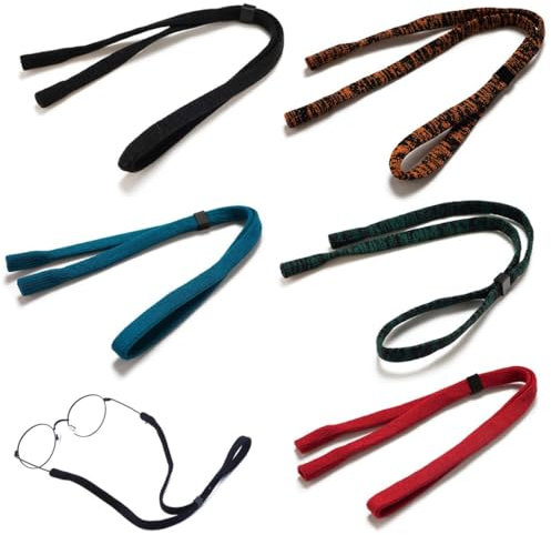 ZUWIJEQ 5 Stück Sportbrillenband,Verstellbar Brillenbänder Schwimmfähig Sonnenbrillen Lanyard Band mit Schnalle,Rutschfest Brillenschnur für Damen, Herren & Kinder