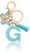 MORSUNBELA Porte-clés Lettre Porte-clés Fille Lettre Initiale Porte-clés pour Femmes Femmes, Bleu, Bleu g., S