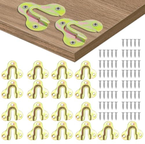 Murtenze 20PCS Zinc Yellow Keyhole Hangers Buckle Type Picture Hanger, Single Keyhole Hanging Plate Mirror Picture Frame Hangers Kit for Wall Mounting Coat Rack, Mug, Wooden Board