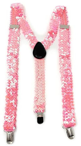 Cadoline Bretelle rosa per travestimenti da uomo in poliestere con paillettes 100 x 2,5 cm