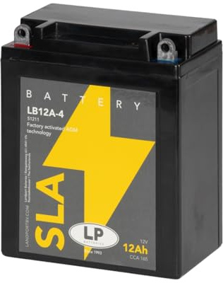 LANDPORT Batterie MS LB12A-4 12V 12Ah, SLA/AGM kompatibel mit Honda CB 1100 | kompatibel mit Honda CB 250/350/400/450/500, Kawasaki GPZ 550, Z 400, Yamaha XJ 550/650; Maße 135x80x160 mm, 165 A CCA