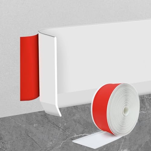 SDLDEER PVC Self-Adhesive Skirting Board, 10cmx6m Vinyl Flexible Skirting Board Trim, Peel and Stick Baseboard Trim for Floor Wall Kitchen and Bathroom (White)