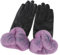 Damen Elegant Winter Warm Echtes Leder Handschuhe Pelzbesatz Manschetten Lederhandschuhe, schwarz / lila, 42