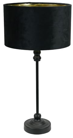 ValueLights | Maggie Black Metal Candlestick Table Lamp with Black & Gold Inner Shade & Warm White Bulb | Table Lamps, Home Décor & Improvement Essential