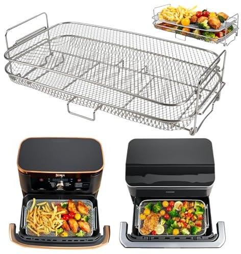 ENSINE Accesorio para freidora de aire caliente para Ninja AF500EU, rejilla de airfryer compatible con COSORI Dual Blaze Twinfry 10 l, ideal para patatas fritas y alitas de pollo, apilable