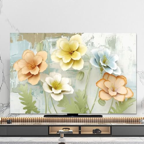 Hixingo TV Dust Cover, 3D Flowers TV Screen Cover Television Cover 32-80Inch Reversible Soft Universal Elastic TV Screen Protection Cover TV Protection Cover (70 inch,Colour)