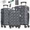 KESSER® Reisekoffer Set 3-teilig | Kofferset ABS Hartschalenkoffer mit Zahlenschloss, Kofferwaage & Reisebrieftasche 360° Rollen | Handgepäck & große Koffer für Business & Reise Trolley Charcoal