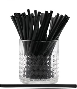 Pailles noires en fibre de maïs 100% biodégradables et compostables, écologiques, sans goût, texture agréable, résistantes jusqu’à 50°C, idéales pour boissons froides et cocktails (5000, 6mm×140 mm)