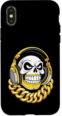 Lustiger Totenkopf-Charakter, Cartoon-Stil, Illustrationsgrafik Hülle für iPhone X/XS