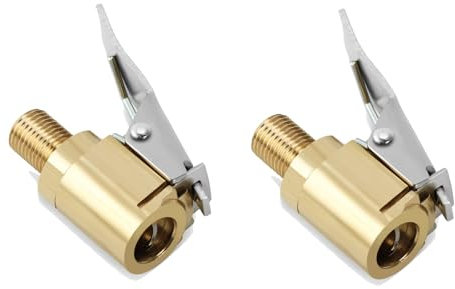Aestustheri 2PCS Tyre Valve Adapter - Tyre Pump Adapter - Tyre Inflator Hose - Brass Air Chuck Clip Connector for Car Truck - 8mm