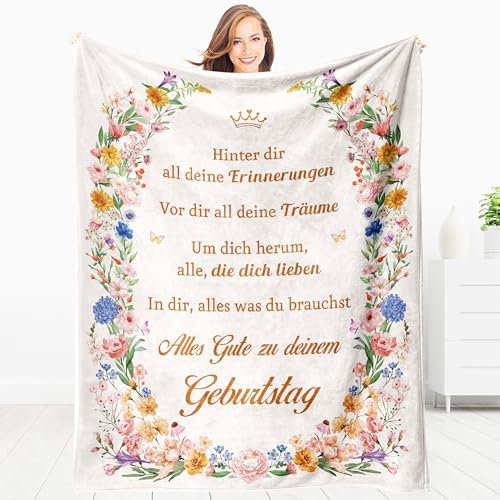 Giftasy Geburtstagsgeschenk für Frauen - Kuscheldecke mit Spruch, Geschenk Freundin Geburtstag, Geschenke für Frauen Geburtstag, Geburtstagsgeschenk für Mama Frau Freundin Schwester Kollegin