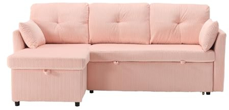Taoplay Couch mit Schlaffunktion, Schlafsofa, Sofa Bett, Schlafcouch für Wohnzimmer, Schlafzimmer, Büro, MorgenRosa