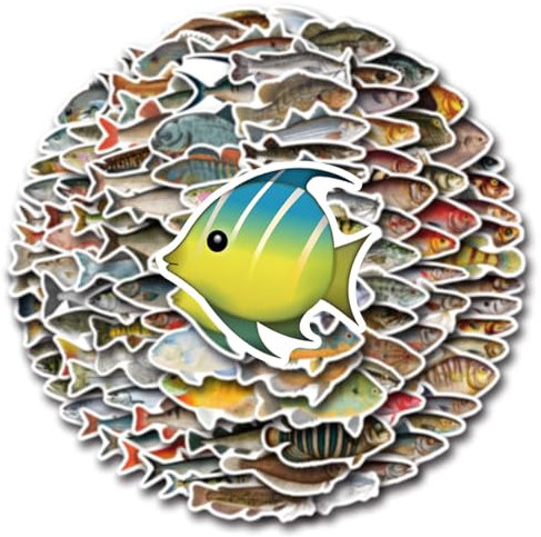 110 Stück Fisch Aufkleber, Fische Sticker Set, Aufkleber Wasserfest Fisch Motiv Kinder, Fischaufkleber Für Laptop, Telefon, Wasserflasche